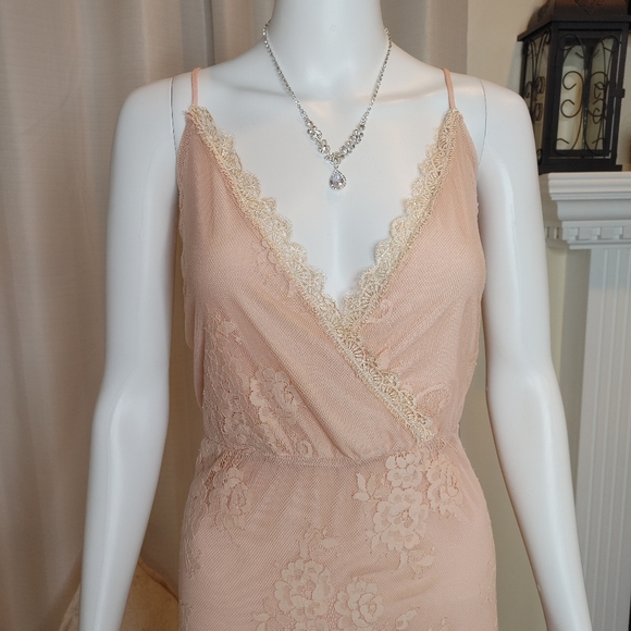 LOVERS + FRIENDS ART DECO LACE OVERLAY DRESS, BLUSH/CREAM XL - Picture 4 of 14